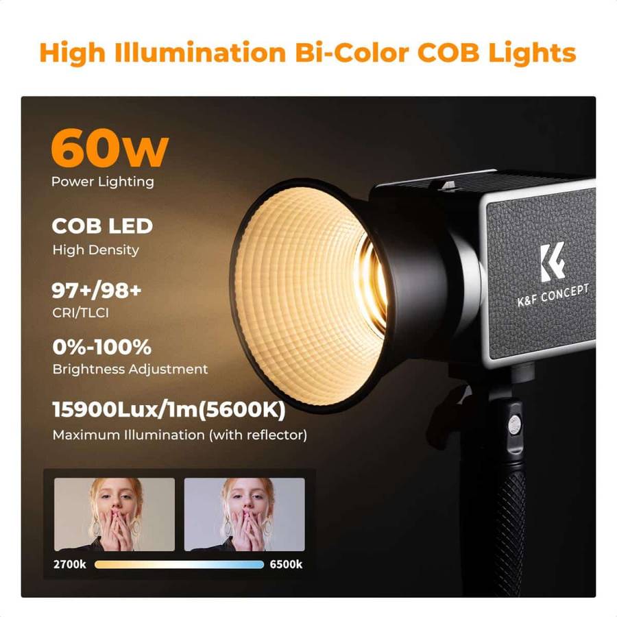 K&F 60W LED Light with Built-in Battery for Photo or Video | KF34.045
