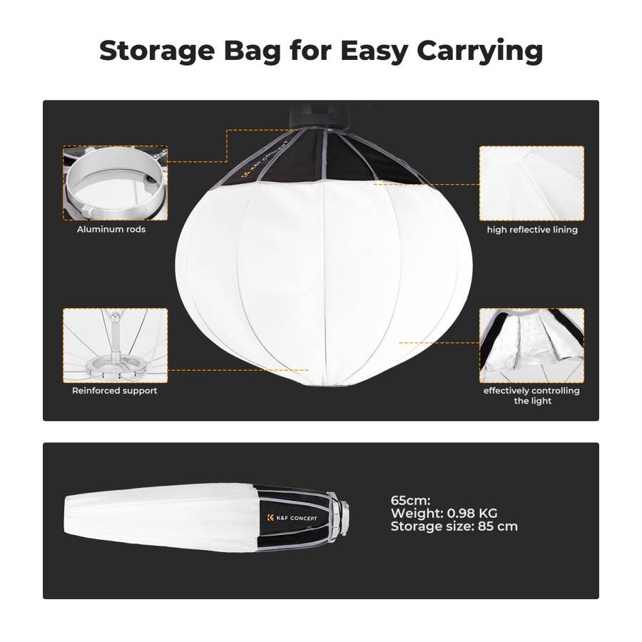 K&F 85cm Lantern Softbox with Bowens Mount and Quick Setup | KF18.0009V1