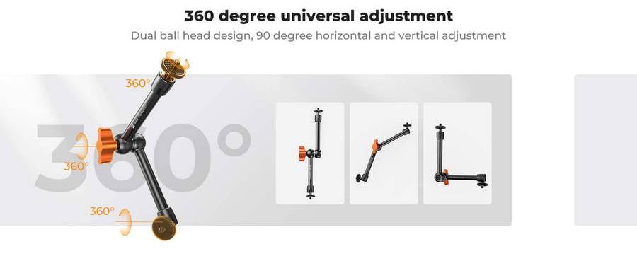 K&F Magic Arm 9.8 Inch with Mini Clamp | KF31.131