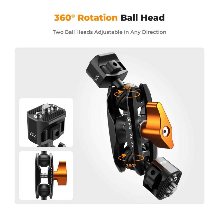 KF31.082 | K&F Magic Arm Ms14 - Double-ended with 1/4" Screw Ball Heads