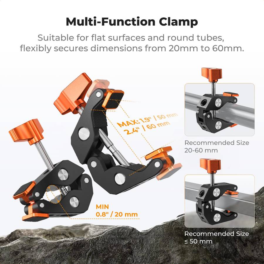 K&F Multi-Functional Super Clamp Offering Flat or Round Mounting | KF31.218