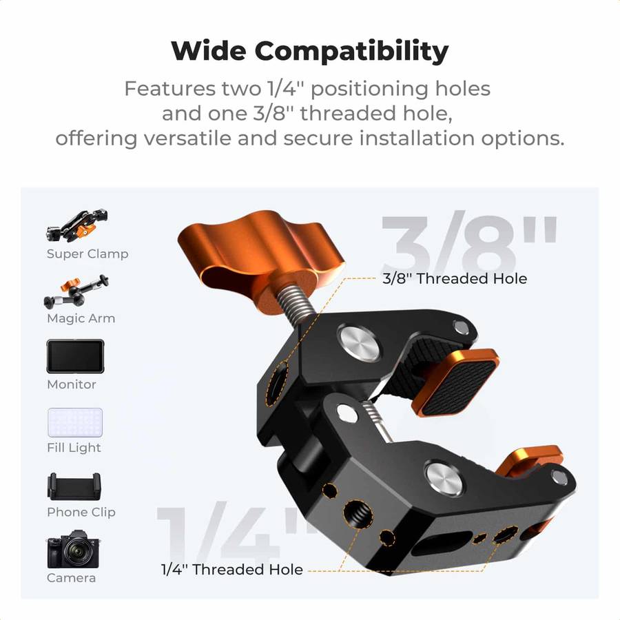 K&F Multi-Functional Super Clamp Offering Flat or Round Mounting | KF31.218