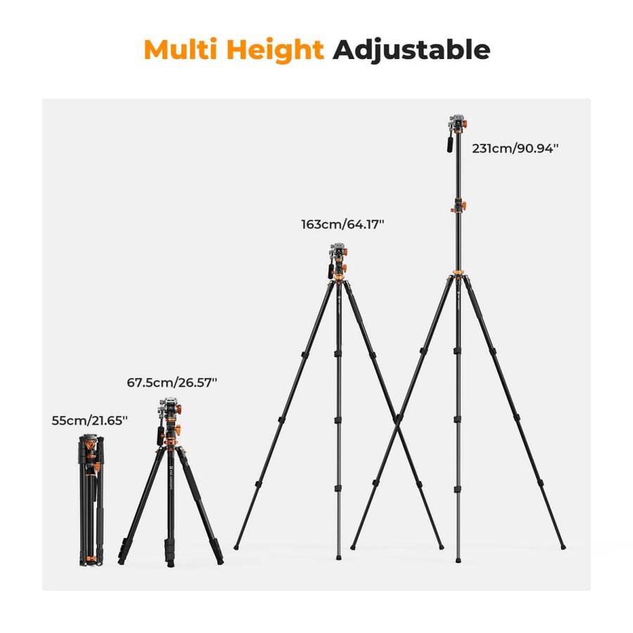 K&F Omni-Reach Video Tripod with Integrated Angle Arm & Monopod | KF09.137