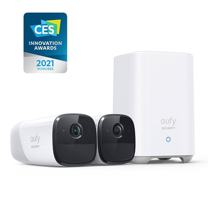 Eufy Cam 2 Pro Security Cameras (2 x 2K Cameras + Homebase Kit) - White