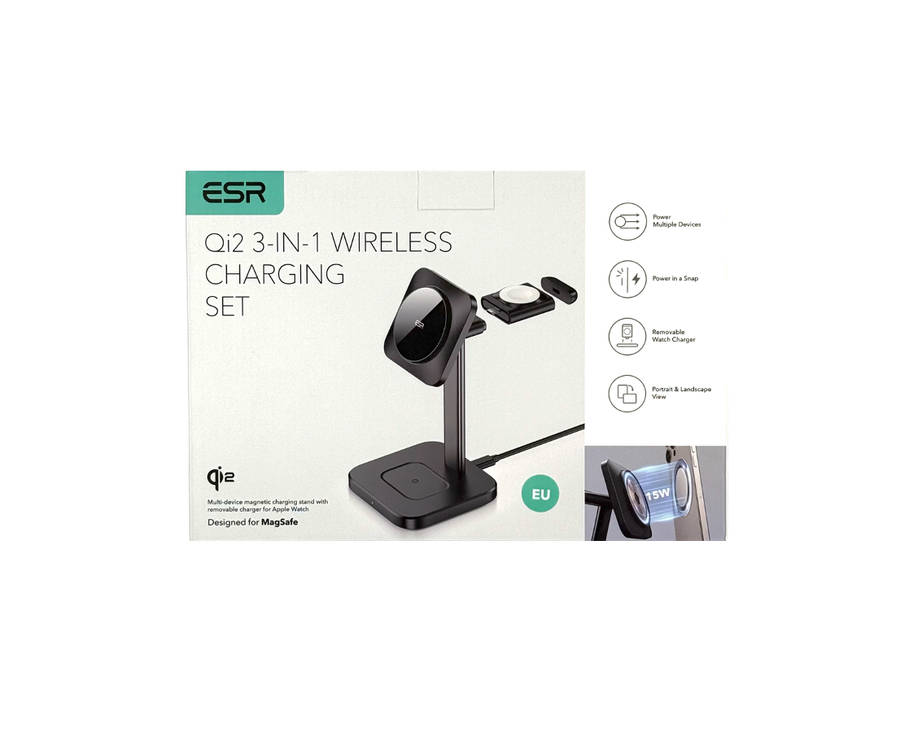 ESR Qi2 15w 3-in-1 Watch Wireless Charging Set (HaloLock) - Black
