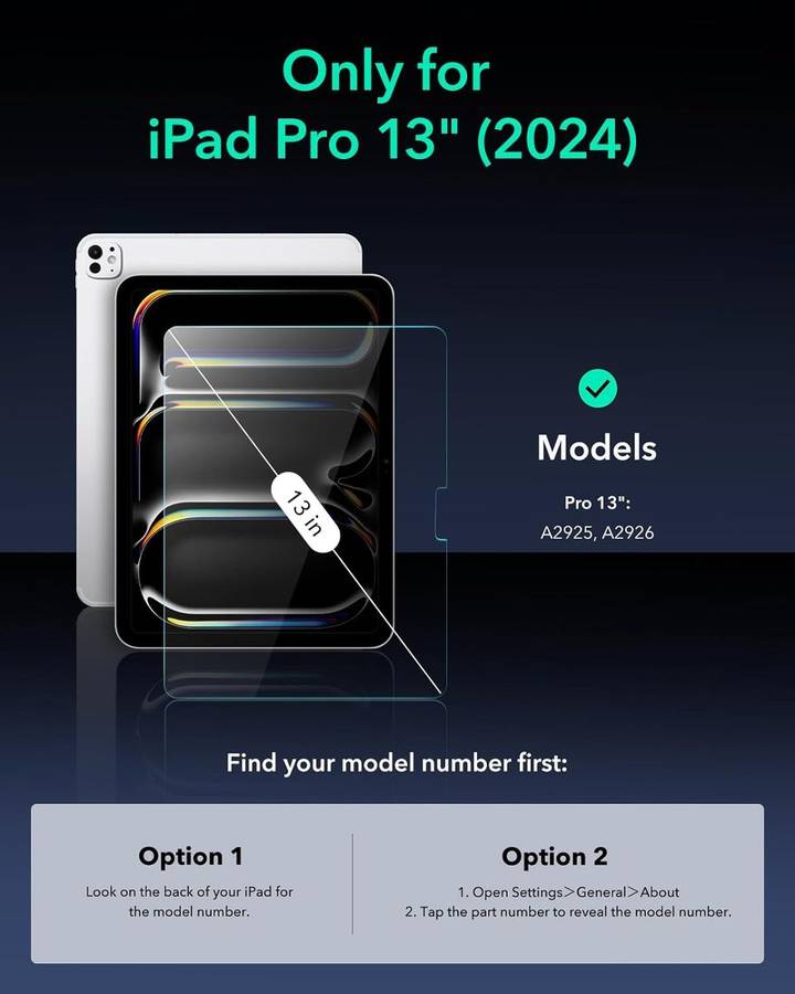 ESR Armorite Screen Protector for iPad Pro 13 Inch M4 2024 - 2 Pack