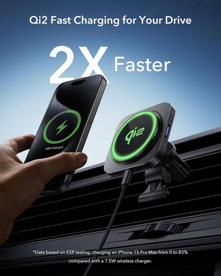 ESR Qi2 15W MagSafe Car Mount Charger