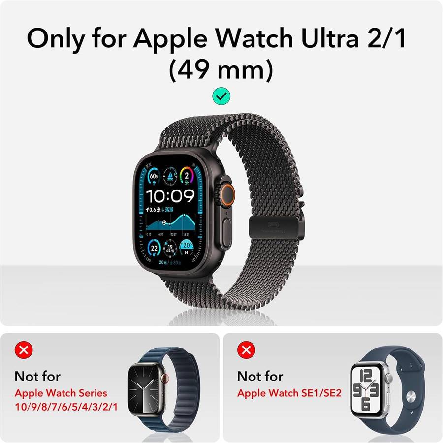 ESR Armorite Screen Protector Compatible with Apple Watch Ultra 2/1 - 2 Pack - Black