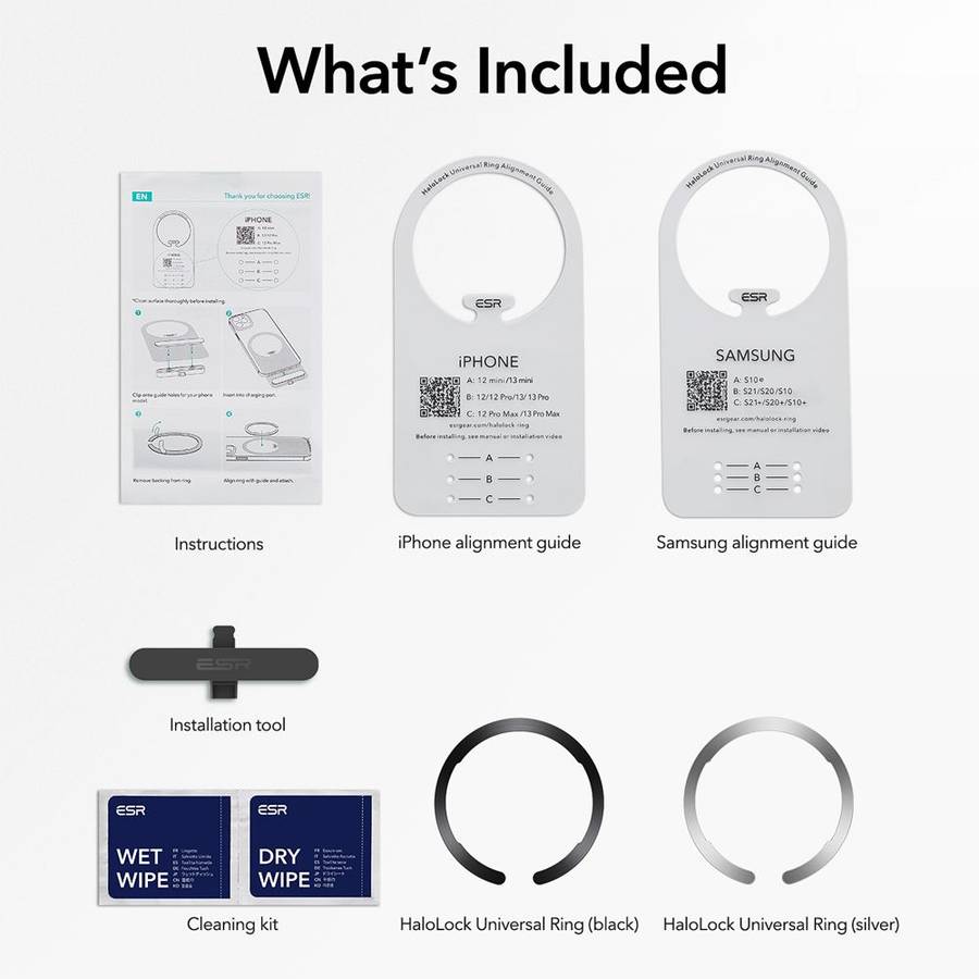 ESR HaloLock Universal Ring Silver/Black - 2 Pack