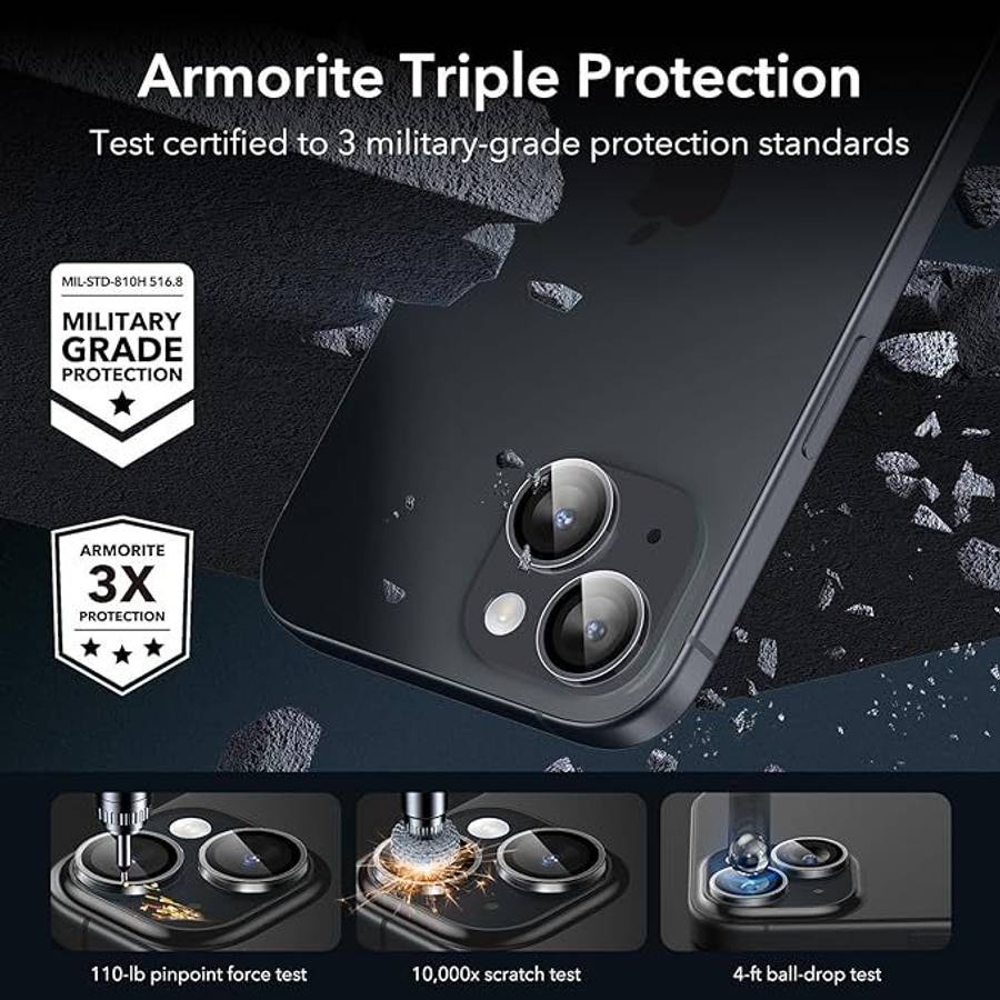 ESR Armorite Clear Camera Lens Protector for iPhone 15/15 Plus