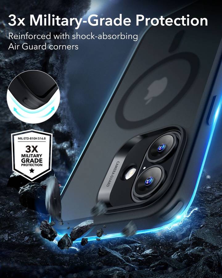 ESR Classic Hybrid MagSafe Cover for iPhone 16 / 16 Plus (HaloLock) - Frosted Black - iPhone 16