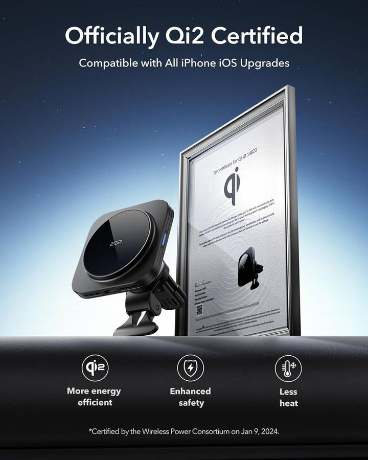 ESR Qi2 15W MagSafe Car Mount Charger