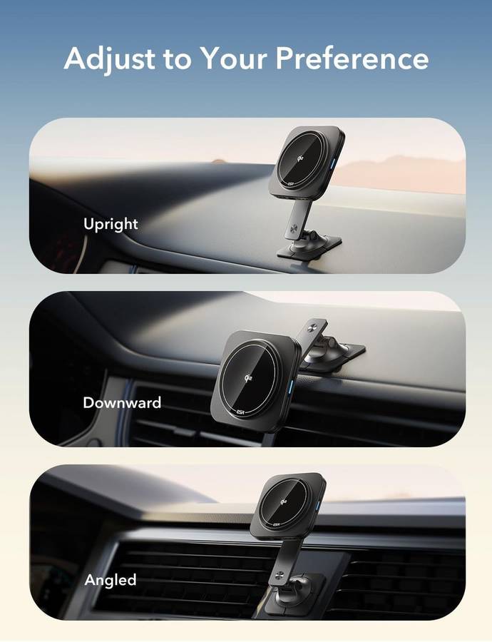 ESR Qi2 Wireless Adjustable Dashboard Car Charger - Black
