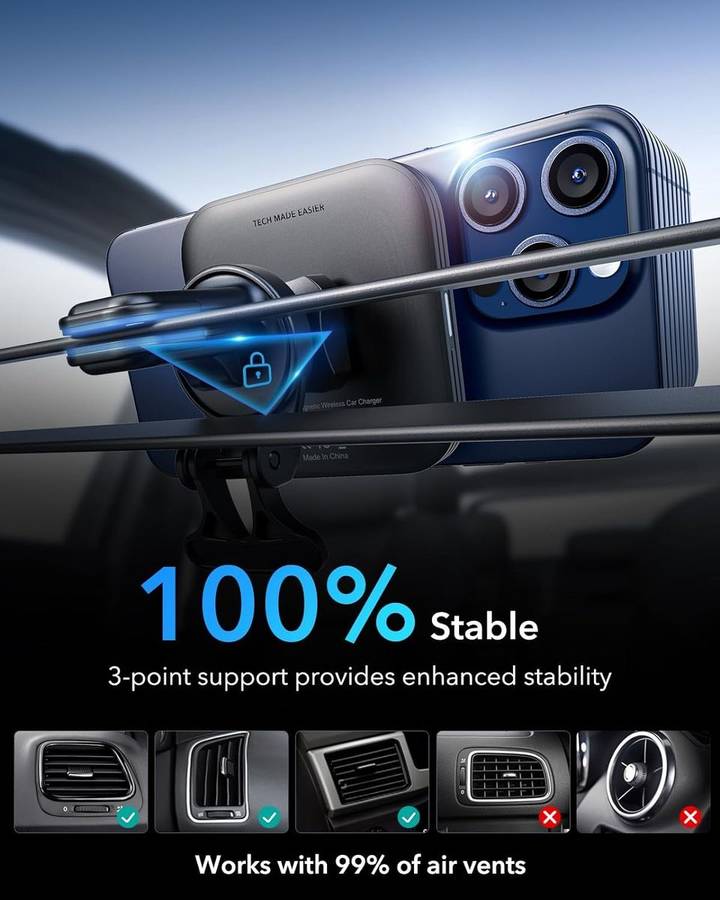 ESR Qi2 15W MagSafe Car Mount Charger
