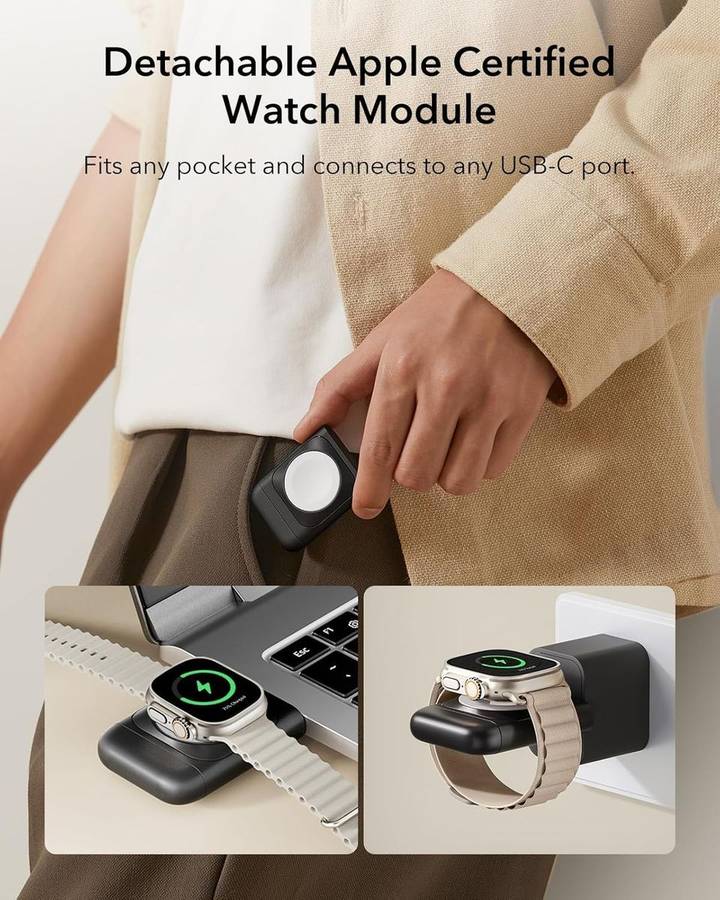ESR Qi2 15w 3-in-1 Watch Wireless Charging Set (HaloLock) - Black