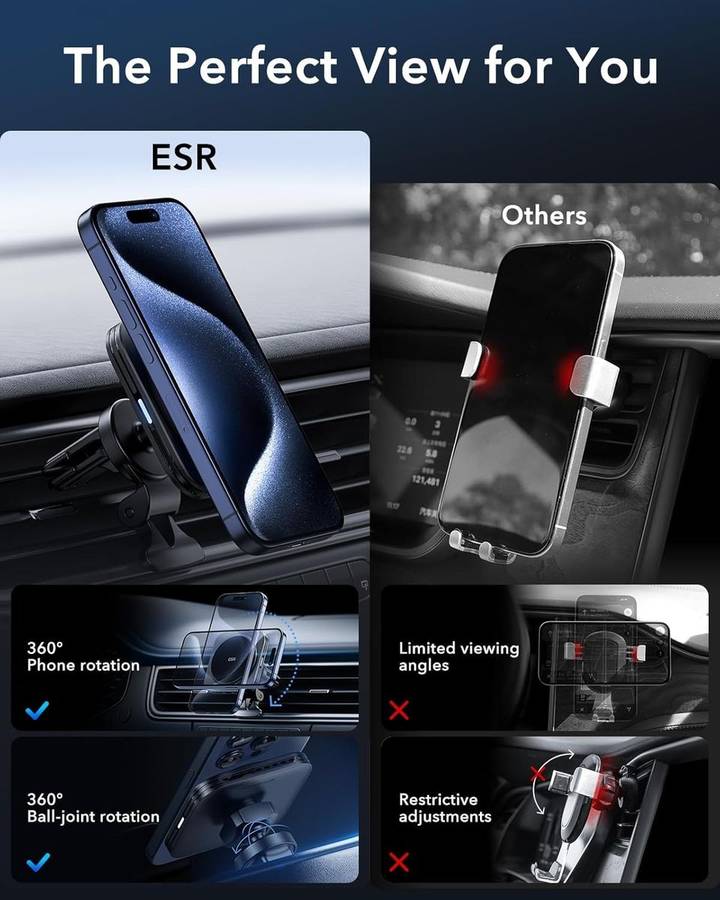 ESR Qi2 15W MagSafe Car Mount Charger