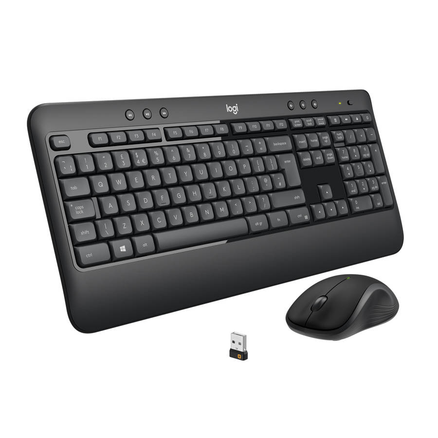 LOGITECH MK540 ADVANCED WIRELESS MOUSE & KEYBOARD COMBO - BLACK. ERGONOMIC KEYBOARD WITH PALM RES...