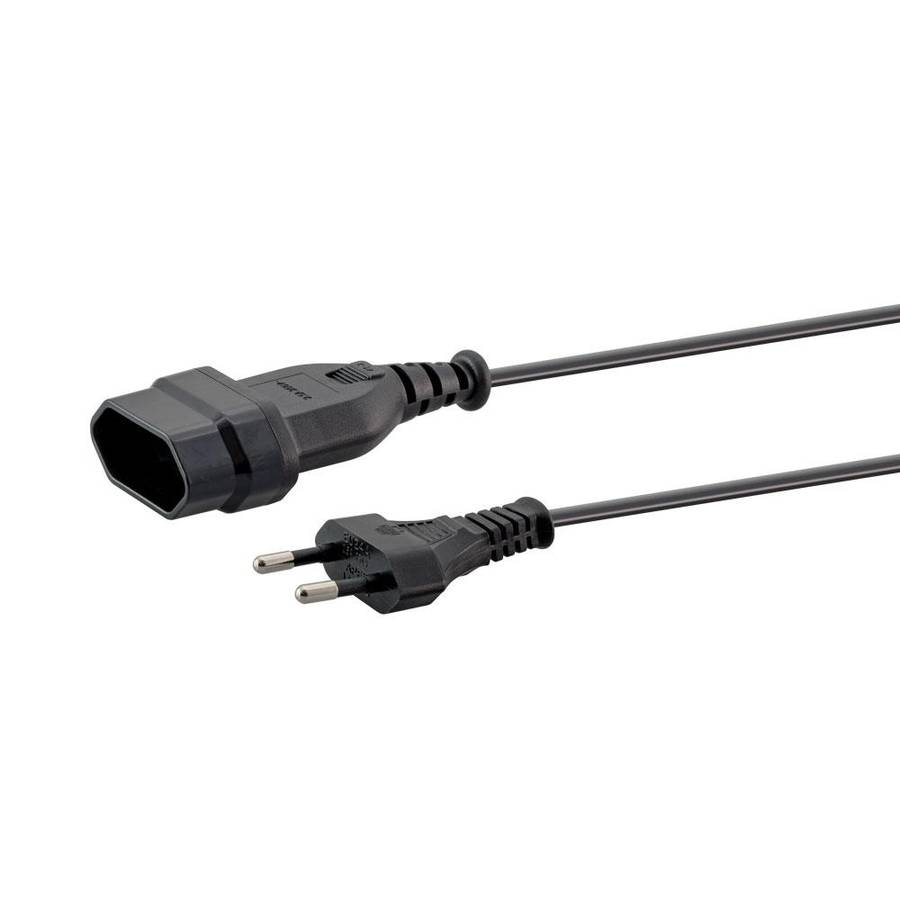1M 2-PIN EURO PLUG TO 2-PIN EURO SOCKET