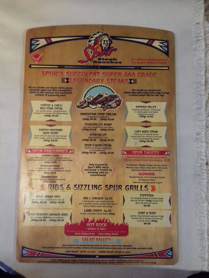 Wooden Spur Steak Ranches Menu from the 1990's!!