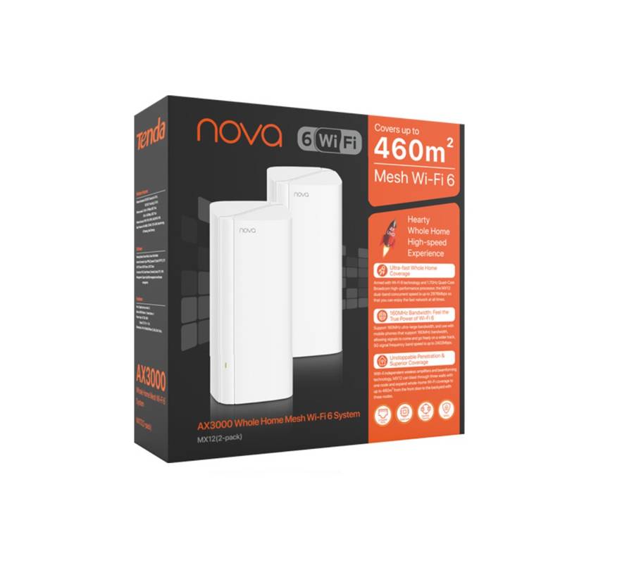 Tenda MX12 2-Pack AX3000 Wi-Fi 6 Mesh System | Whole Home Coverage
