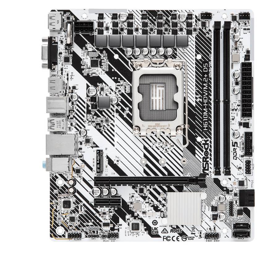 Intel H610 Chipset V2 DDR5 12/13th Gen Core i7 Socket /LGA1700 Micro ATX M/B Rev1.0