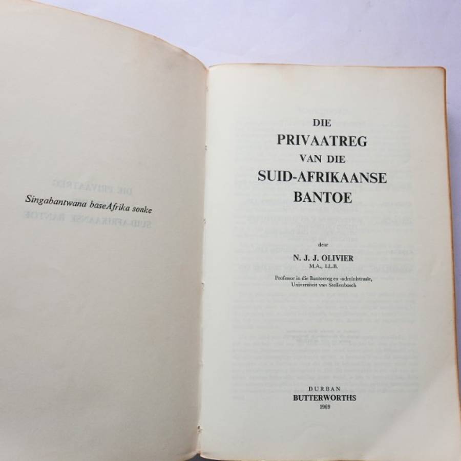 Die Privaatreg van die Suid-Afrikaanse Bantoe deur N. J. J. Olivier