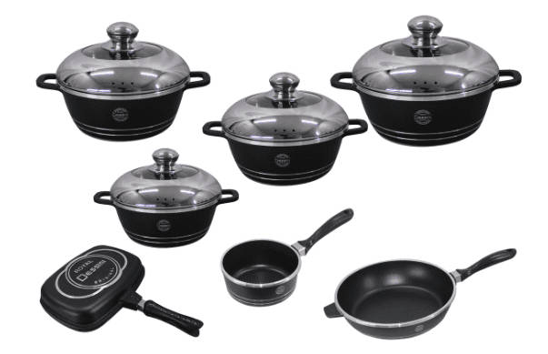 Dessini Die Cast Aluminum Non-Stick Cookware Set with Grill Pan - 23 Piece