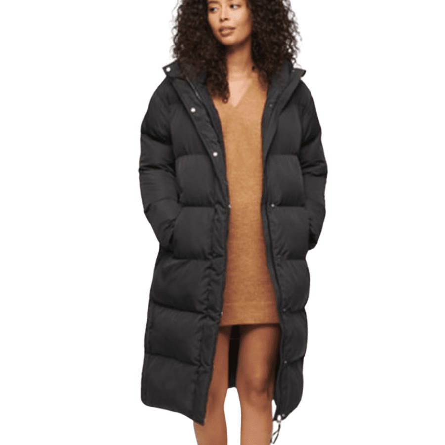 Black-Luxurious Ladies Long Puff Coat for Special Occasions