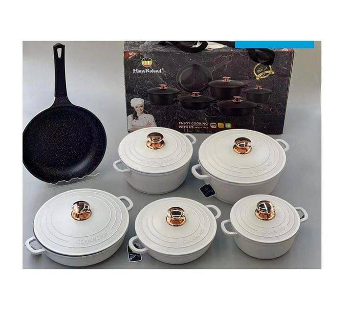Haus Rolland 11-Piece Cookware Set  Elegant Gold Handle Collection