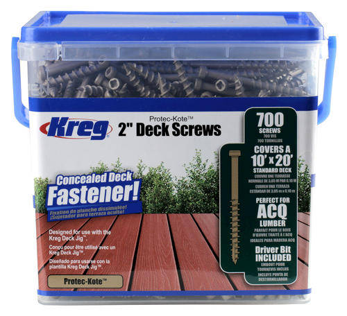 KREG PROTEC-KOTE DECK SCREWS 2" #8 COARSE PAN HEAD 700CT