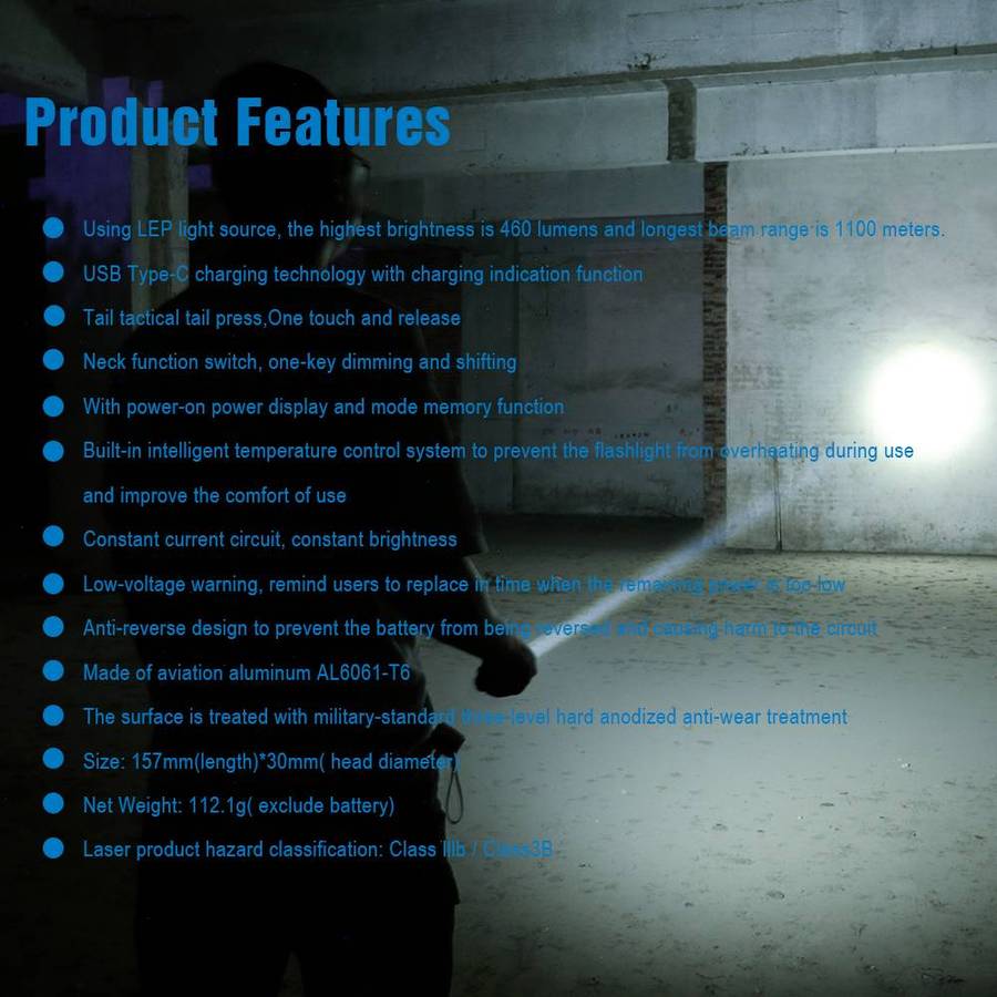 TrustFire T30R LEP 460 Lumens Flashlight with 1100m Throw