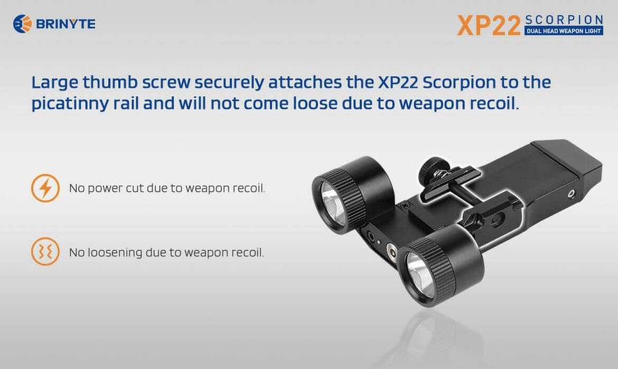 END OF RANGE Brinyte XP22 Scorpion AR Light 400 Lumen 230m Throw Rechargeable Tactical Light