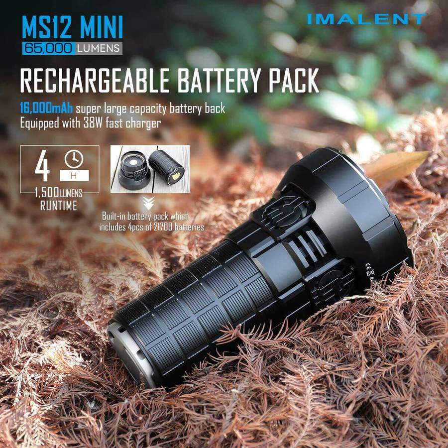 Imalent MS12 Mini 65000 Lumen 1036m Throw Rechargeable LED Searchlight