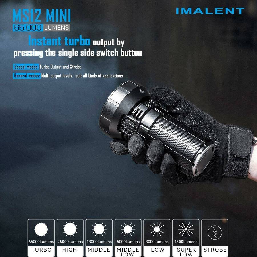 Imalent MS12 Mini 65000 Lumen 1036m Throw Rechargeable LED Searchlight