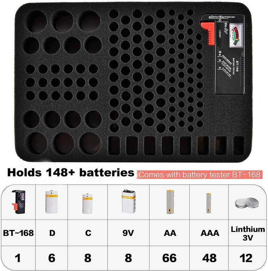TorchSA Battery Organiser Holder for 66xAA 48xAAA 8xC 6xD 8x9V