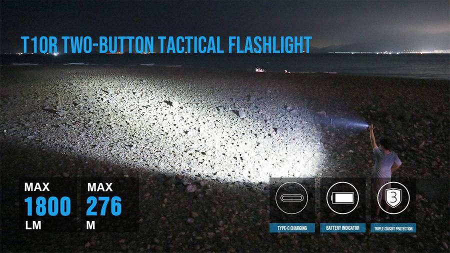 TrustFire T10R 1800 Lumens EDC Flashlight with 276m Throw
