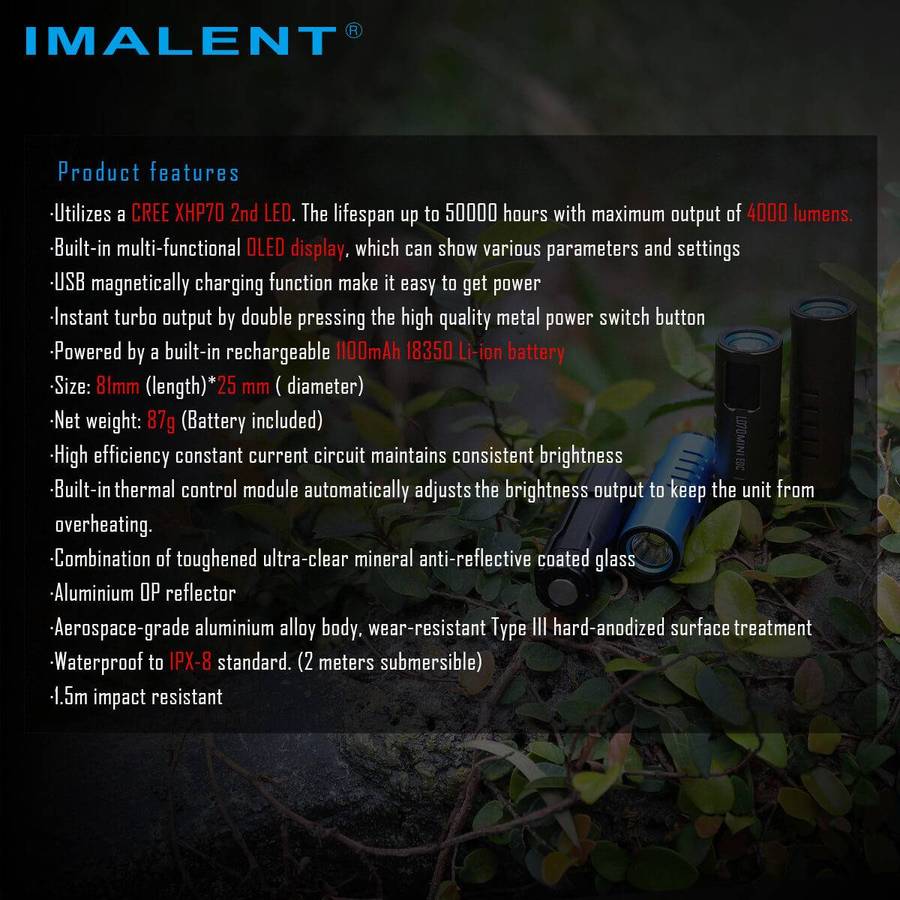 IMALENT LD70 4000 Lumen 203m EDC Flashlight -Red