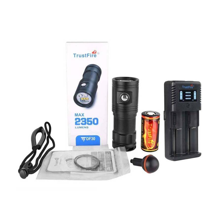 TrustFire DF30 2350 Lumen 101m SET with Charger Diving Photo Video Light