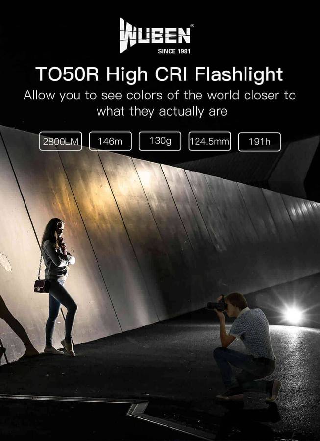 WUBEN TO50R 2800lm 146m High CRI EDC Flashlight