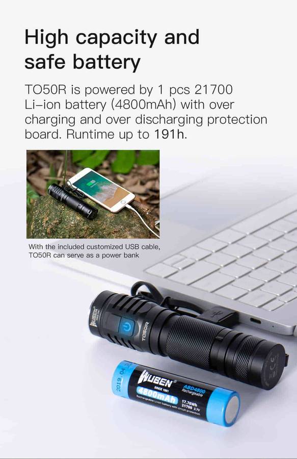 WUBEN TO50R 2800lm 146m High CRI EDC Flashlight