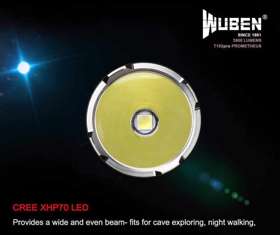 WUBEN T102 Pro 3500 Lumen 500m Throw Rechargeable Tactical Flashlight