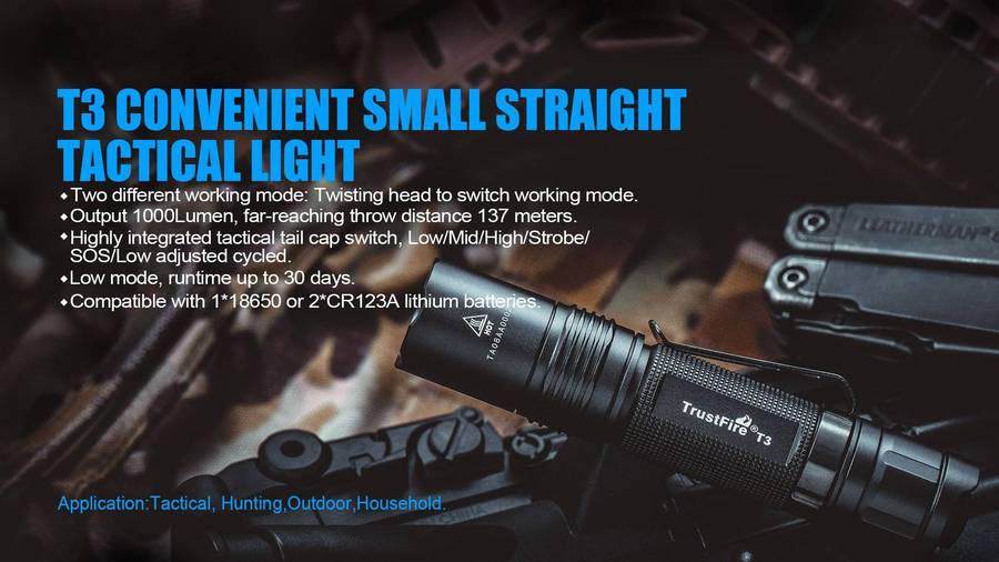 TrustFire T3 1000 Lumens Tactical Flashlight with 137m Throw