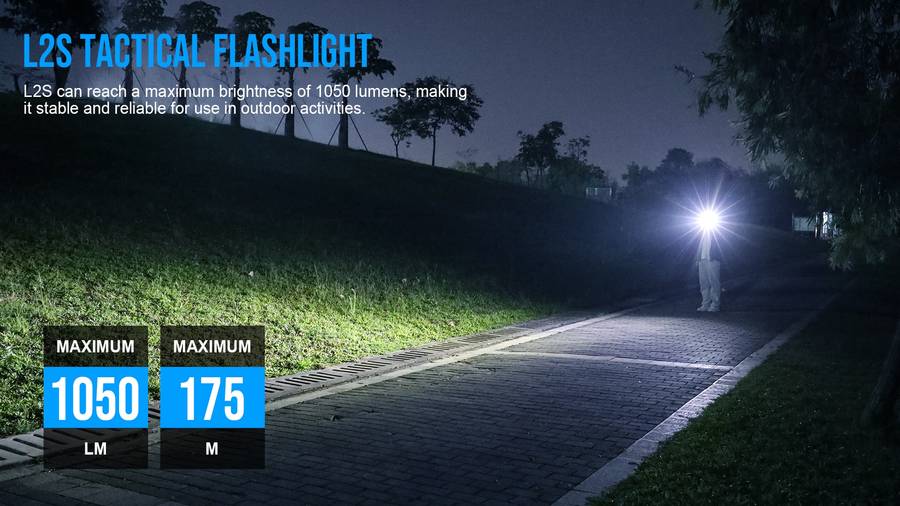 TrustFire L2S 1050 Lumens Tactical Flashlight with 175m Throw