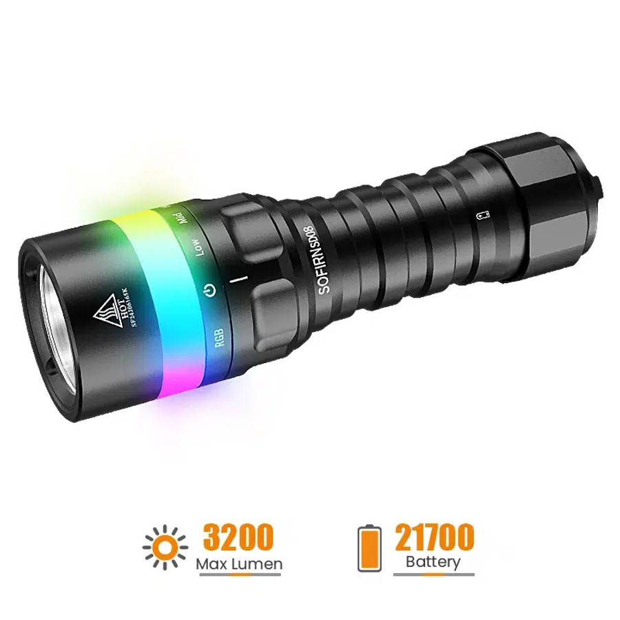 Sofirn SD08 3200 Lumen 385m Throw Rechargeable Diving Flashlight with 21700 Battery
