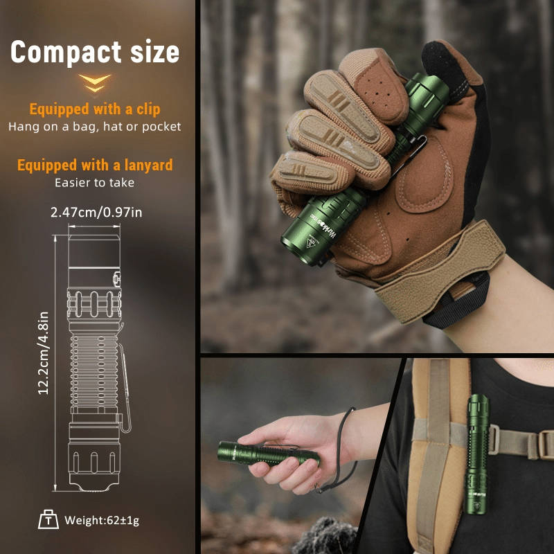 Wurkkos TD02 2000 Lumen 254m Throw Rechargeable Tactical Flashlight