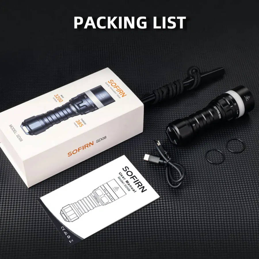 Sofirn SD08 3200 Lumen 385m Throw Rechargeable Diving Flashlight with 21700 Battery