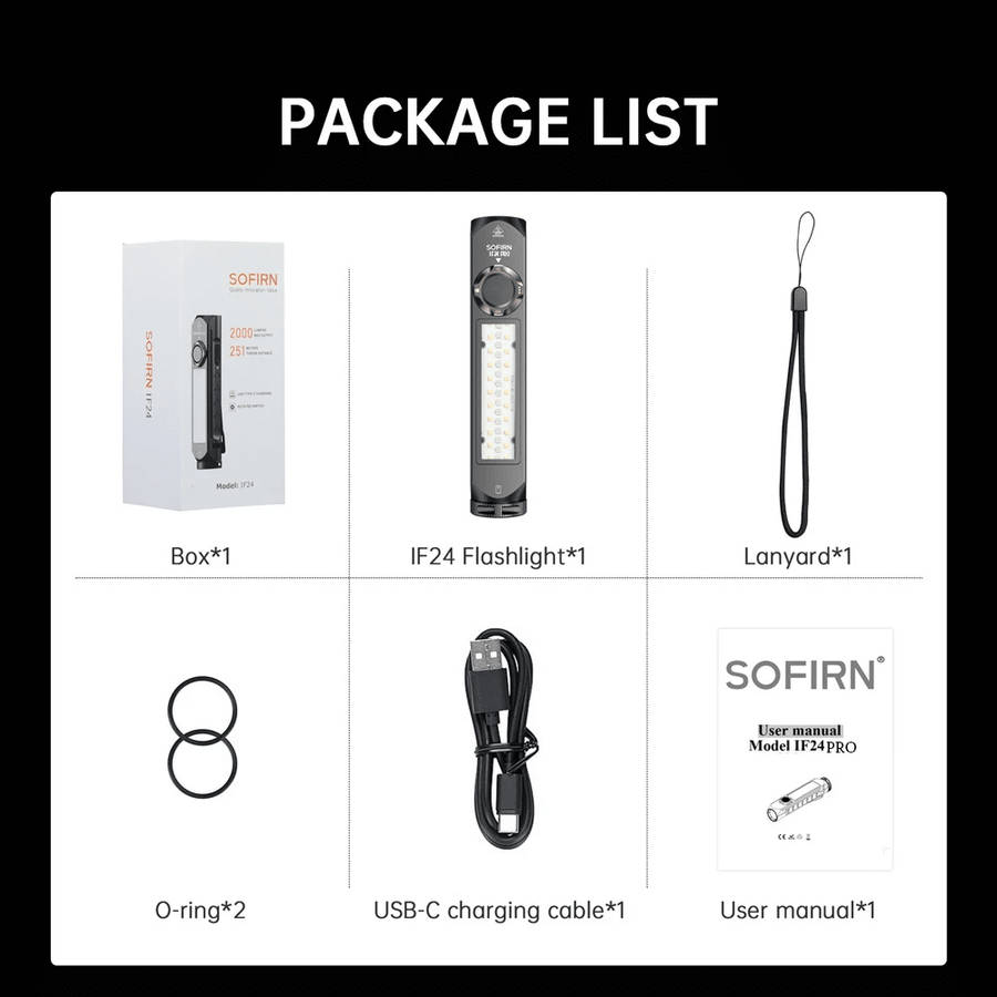 Sofirn IF24 Pro 1800 Lumen 340m Throw Rechargeable Flashlight with 18650 Battery