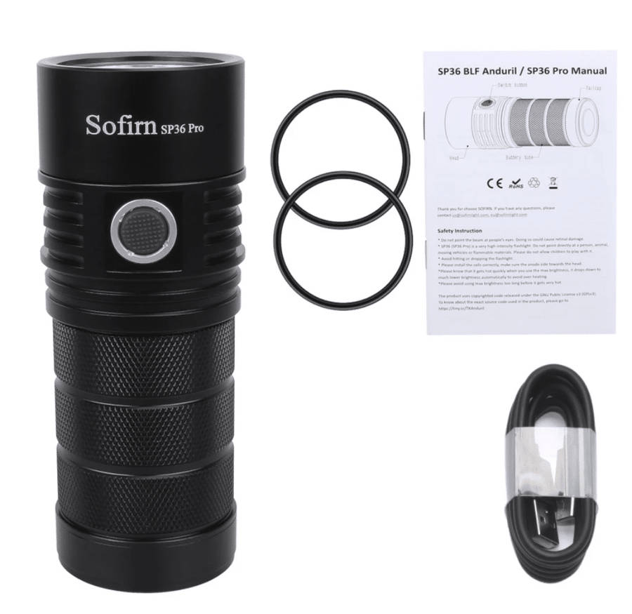 Sofirn SP36 Pro 8000 Lumen 450m Throw Rechargeable Flashlight with 3x 18650 Batteries