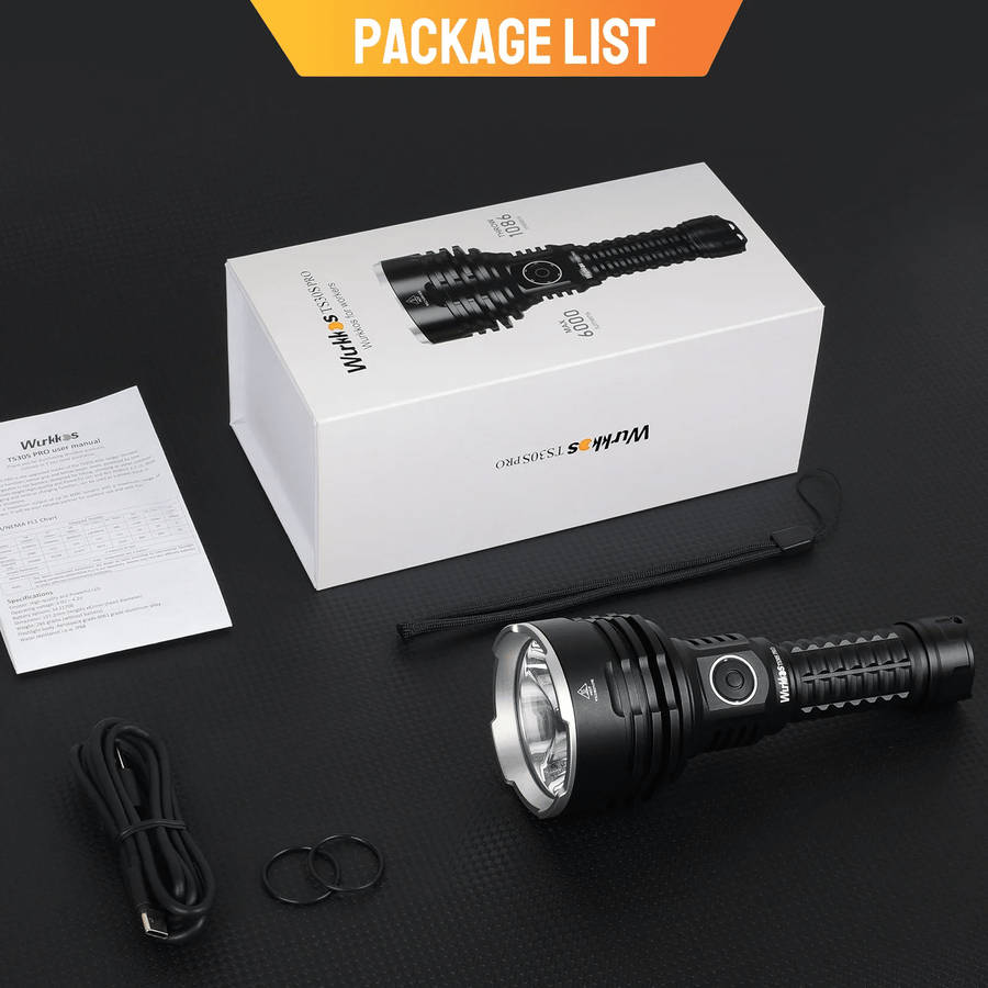 -Wurkkos TS30S Pro 6000 Lumen 1065m Throw Rechargeable Flashlight with 21700 Battery