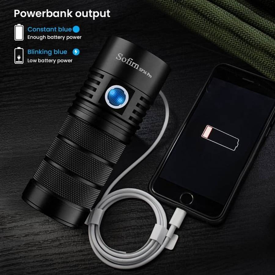 Sofirn SP36 Pro 8000 Lumen 450m Throw Rechargeable Flashlight with 3x 18650 Batteries